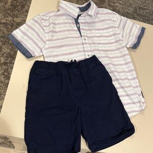 Ben Sherman shirt and shorts outfit set White Shirt with Blue and Red Accents